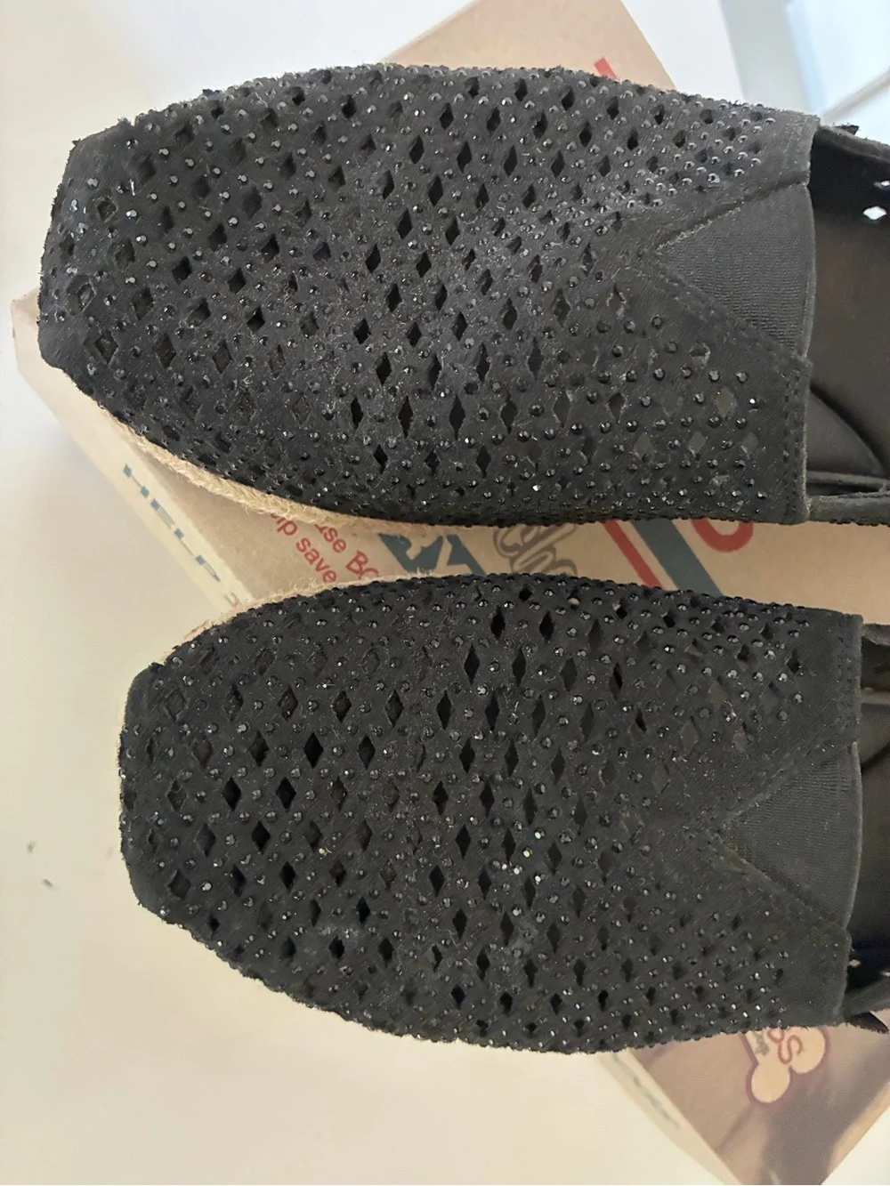 BOBS from Skechers Black Women's Rhinestone Espadrille Slip-On